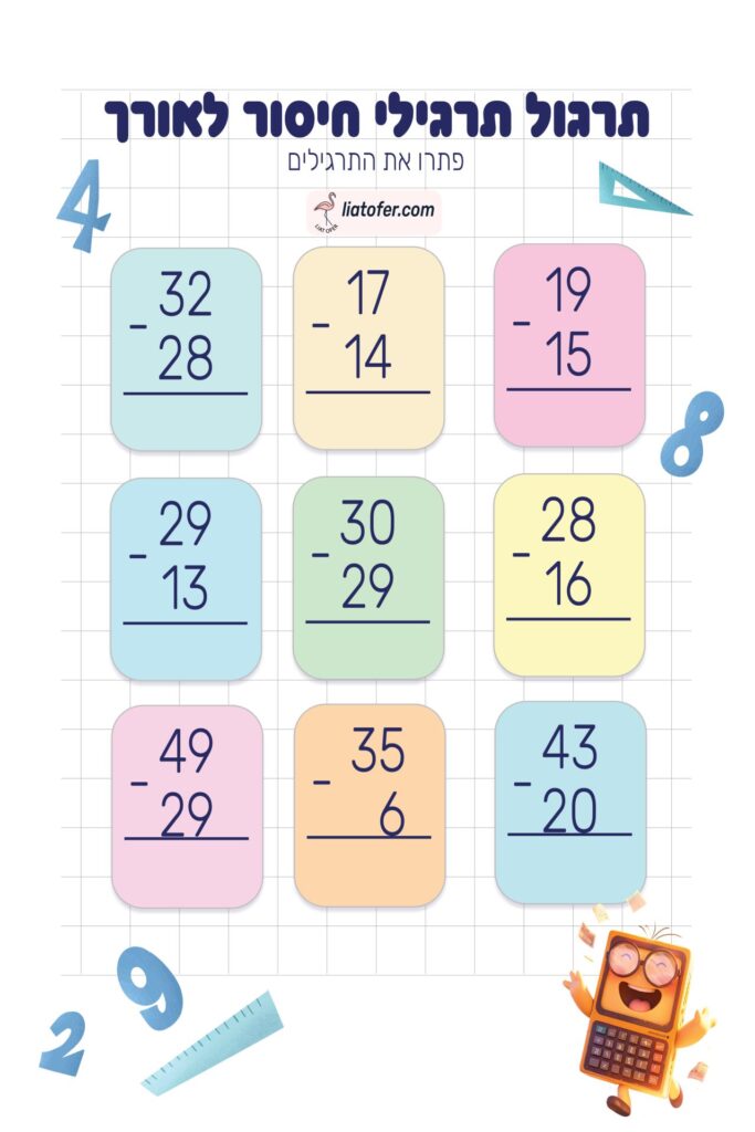 תרגילי חיסור -1
