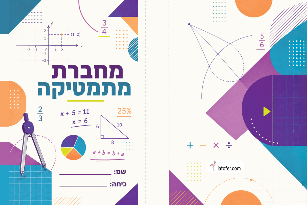 עטיפה מעוצבת למחברת מתמטיקה להדפסה