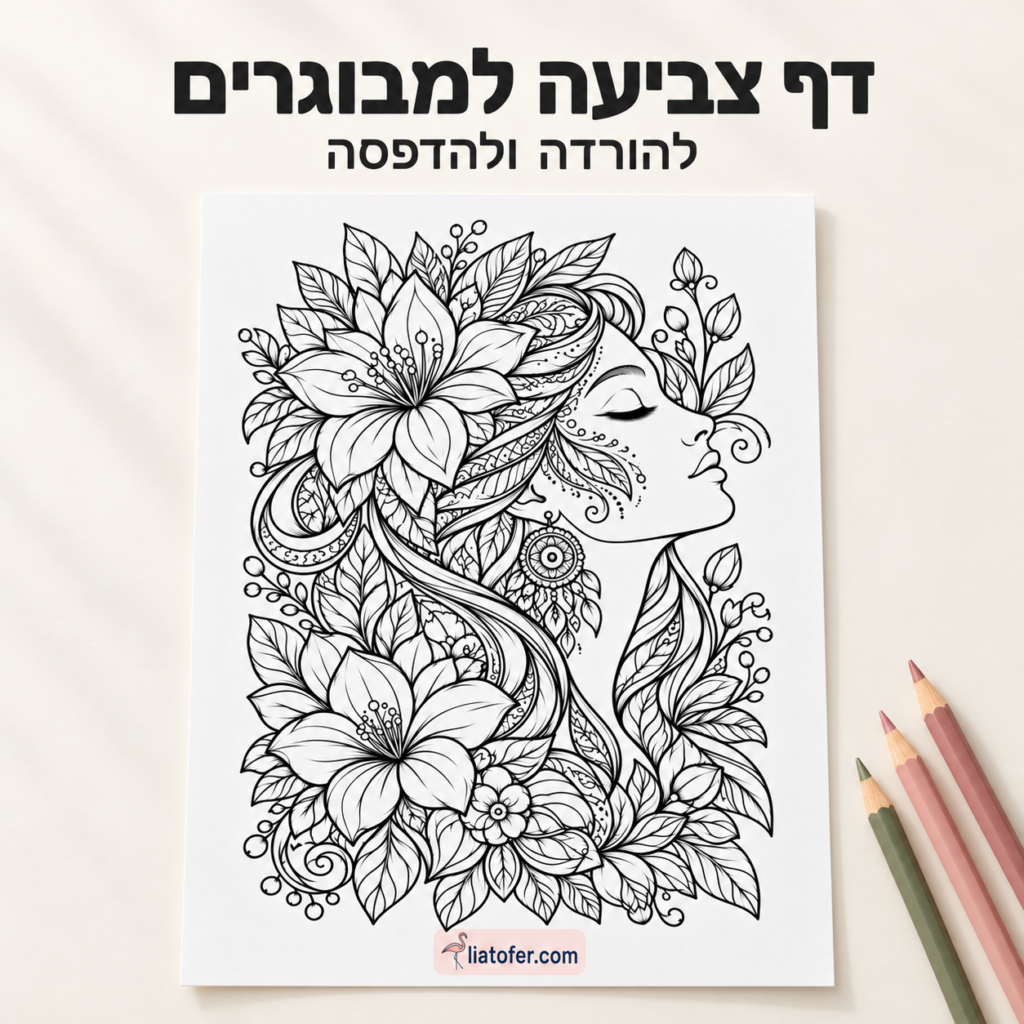 Elegant Adult Coloring Page Mockup