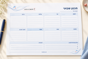תכנון שבועי להדפסה – לוח שבועי מעוצב