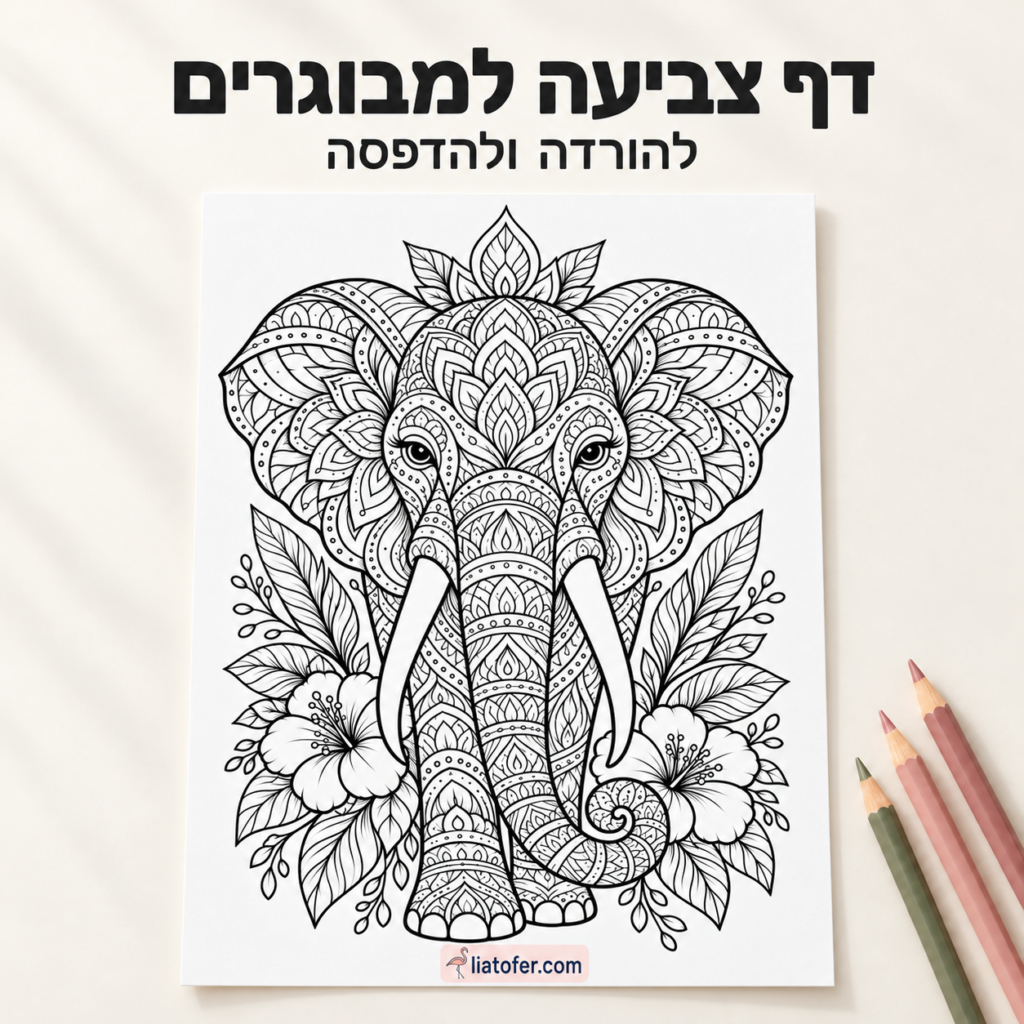 Ornate Elephant Adult Coloring Page